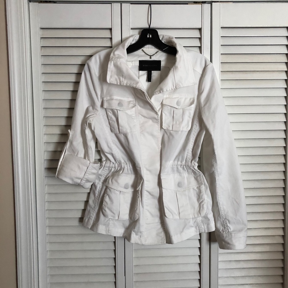 BCBG white jacket. Interesting design (back view)